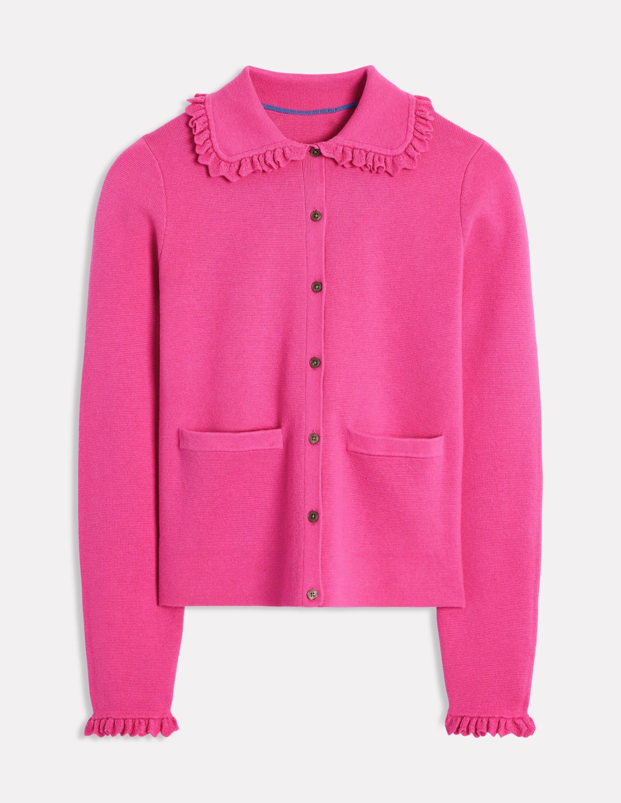 Jessie Frill Collared Cardigan-Sorbet Pink AntiPilling Technology Balanced Stretch Structure