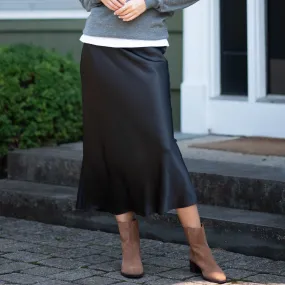 On The Move Windproof Design Midi Slip Skirt |  Black