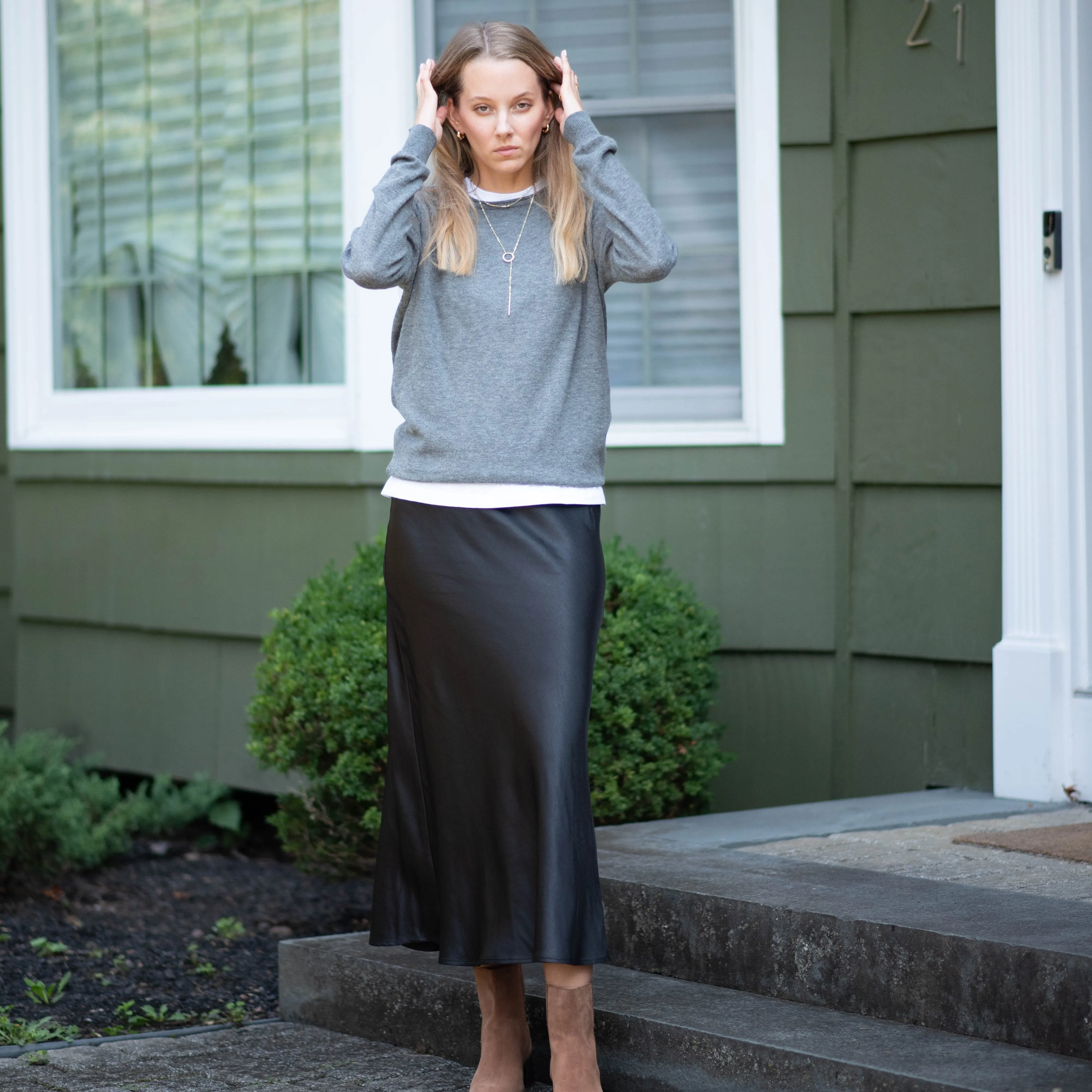 Midi Slip Skirt |  Black Chafe-Free Fit Comfy Active