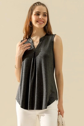 Softened Edges MultiPanelBreathability JOHNNY COLLARS SLEEVELESS BLOUSE SHIRTS TOPS