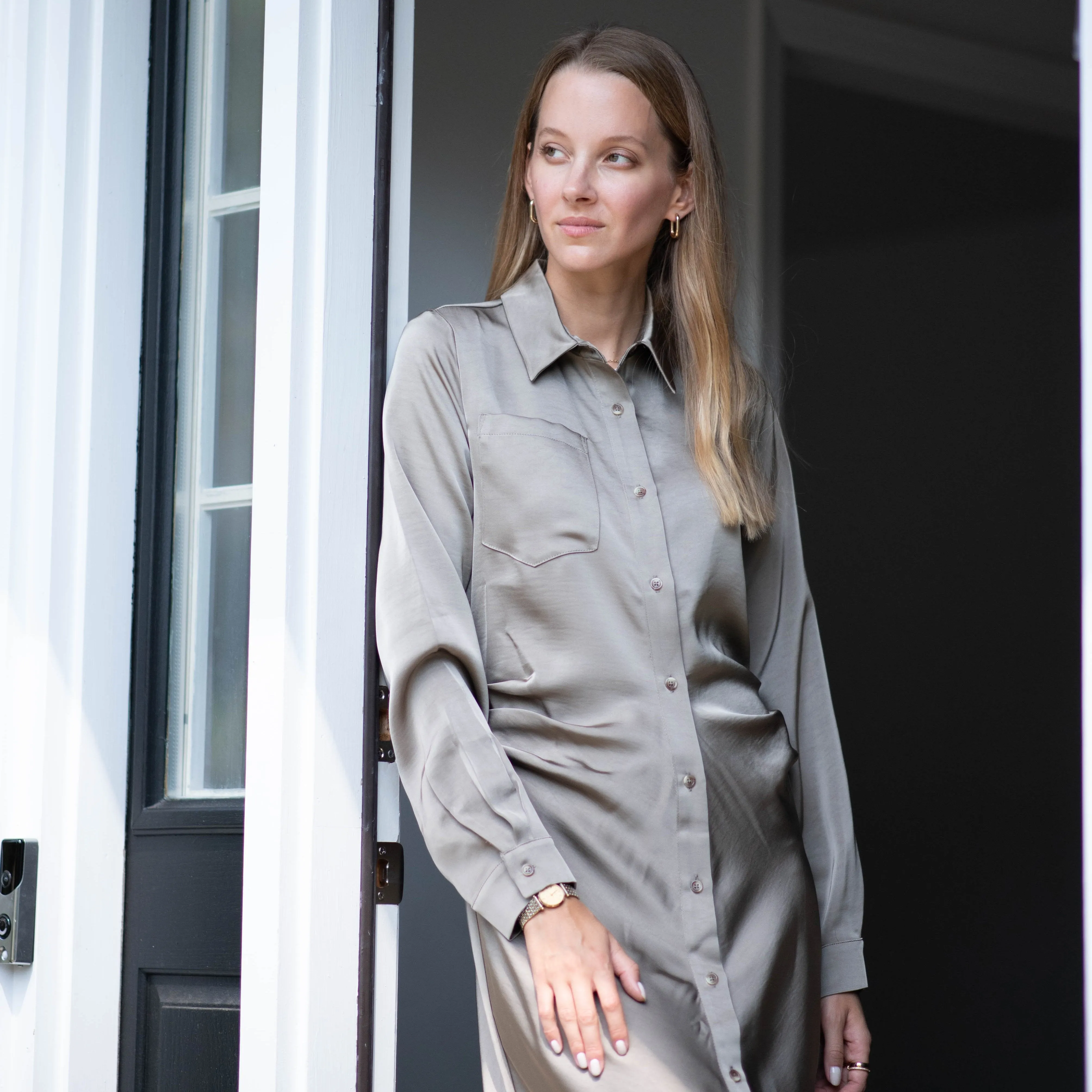 Jolie satin dress [Final Sale] DoubleLayeredMaterial