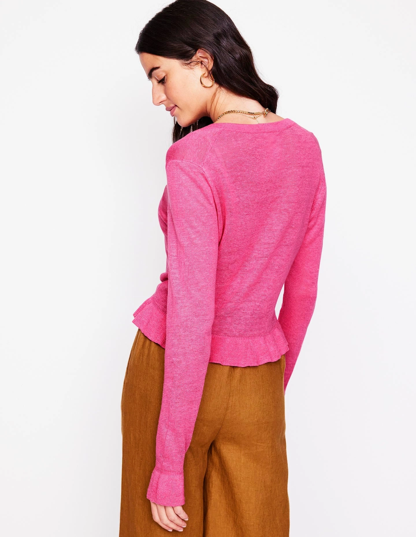 Josie Cropped Linen Cardigan-Sorbet Pink OdorResistant Perfect Layer
