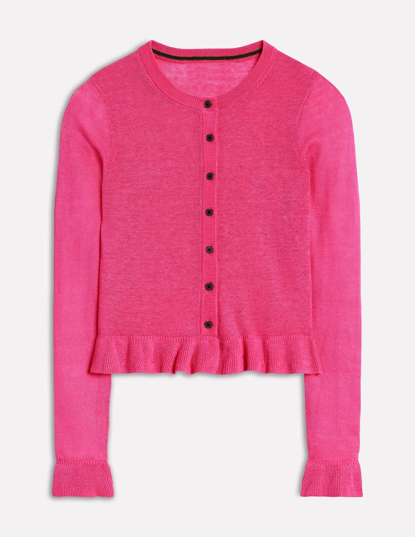 Josie Cropped Linen Cardigan-Sorbet Pink Closet Essential