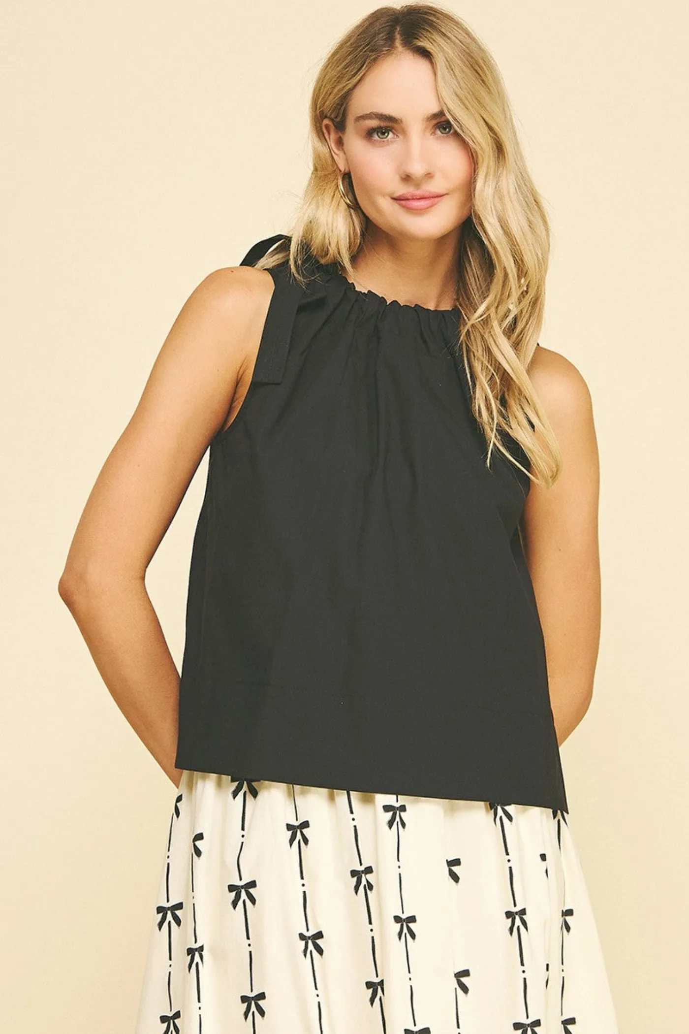 JULIE TIE DETAILED SLEEVE BLOUSE TOP Lightweight Fabric