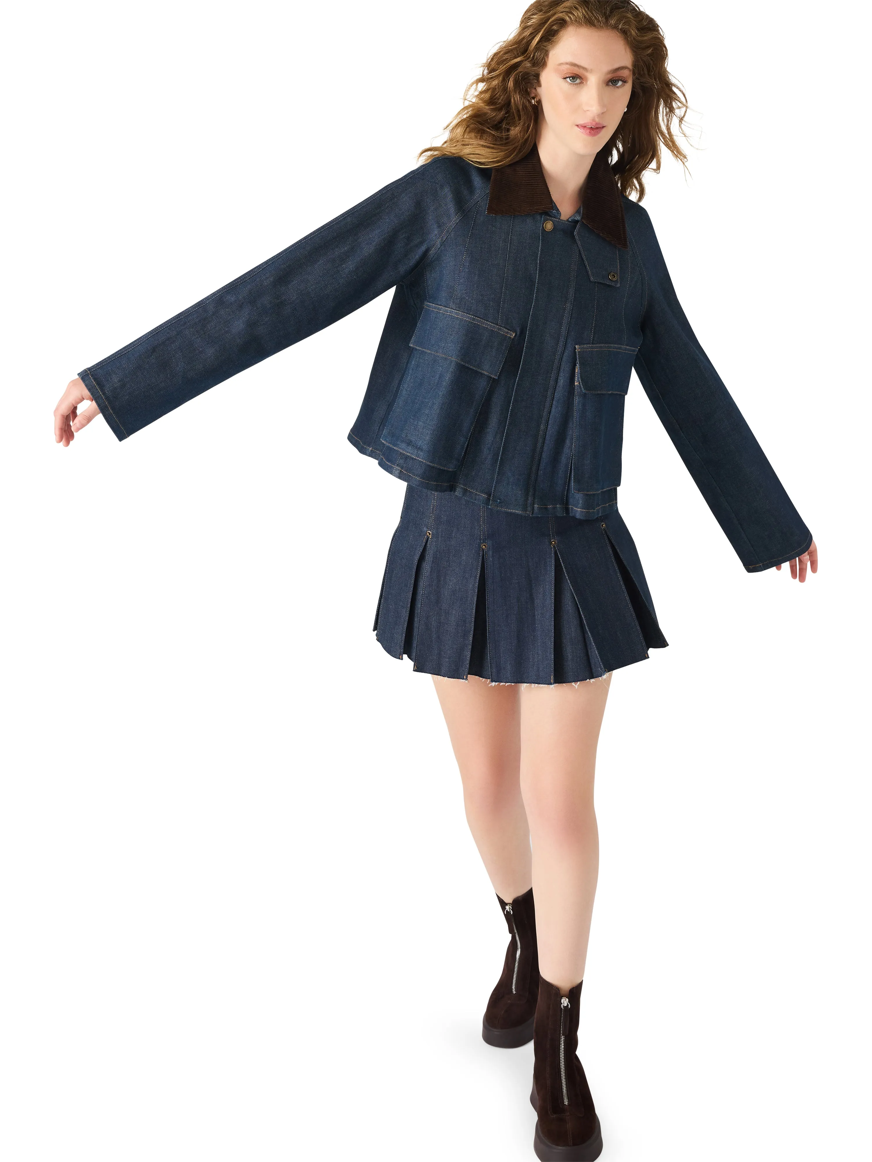 ButtonlessClosure Ethically Sourced Yarn Justina Barn Jacket in Deep Indigo