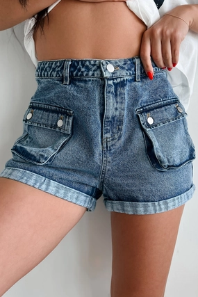 Kade Denim Cargo Shorts (Washed Denim) Running Shorts On Trend