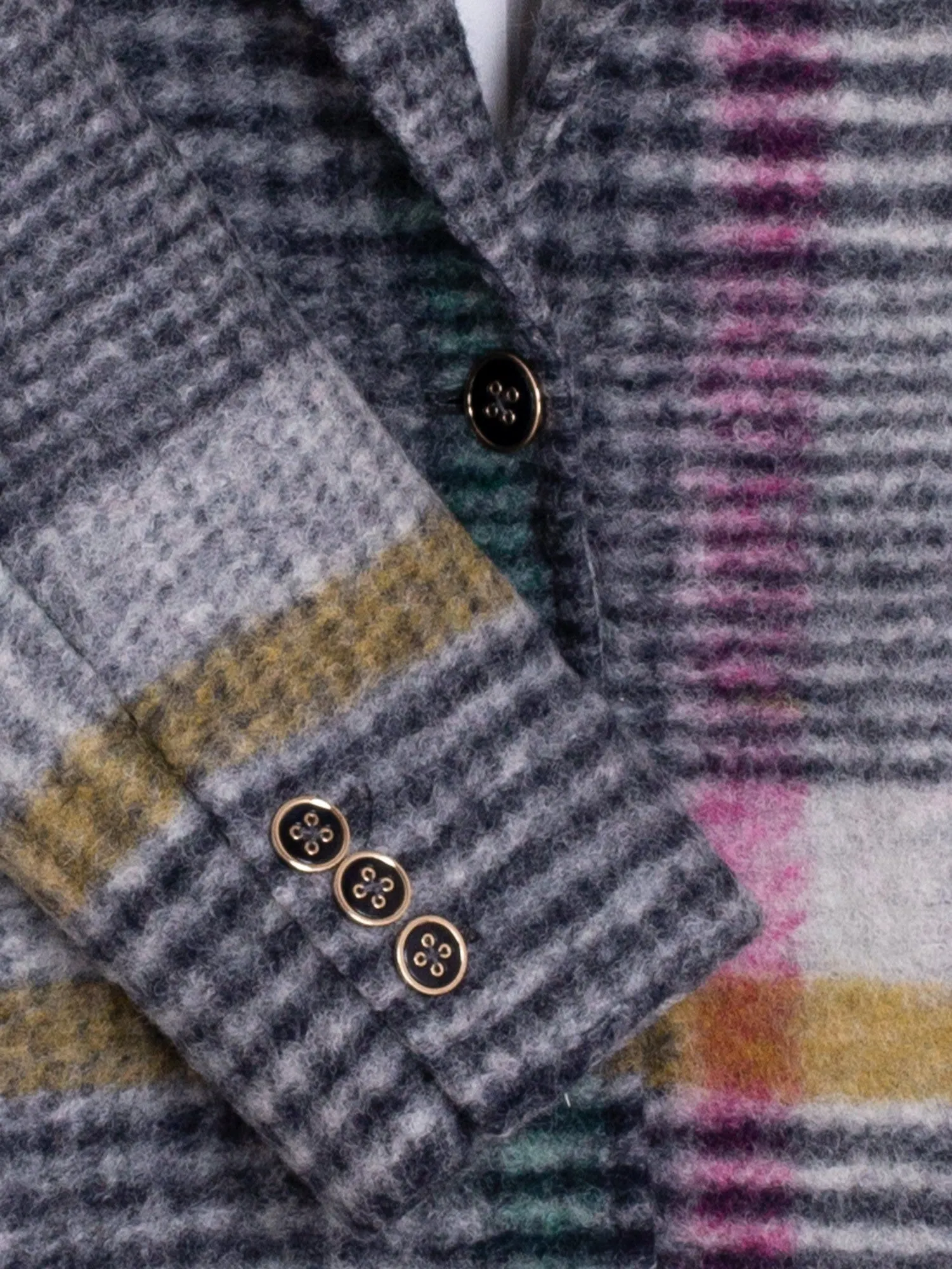 Interlock Stitching QuickRelease Closures Katherine Checked Long Coat in Multicolor