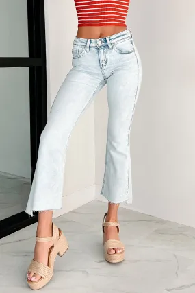 Kathy Mid Rise Crop Kancan Flare Jeans (Acid) Luxury Textured Athlete Fit All Day Use