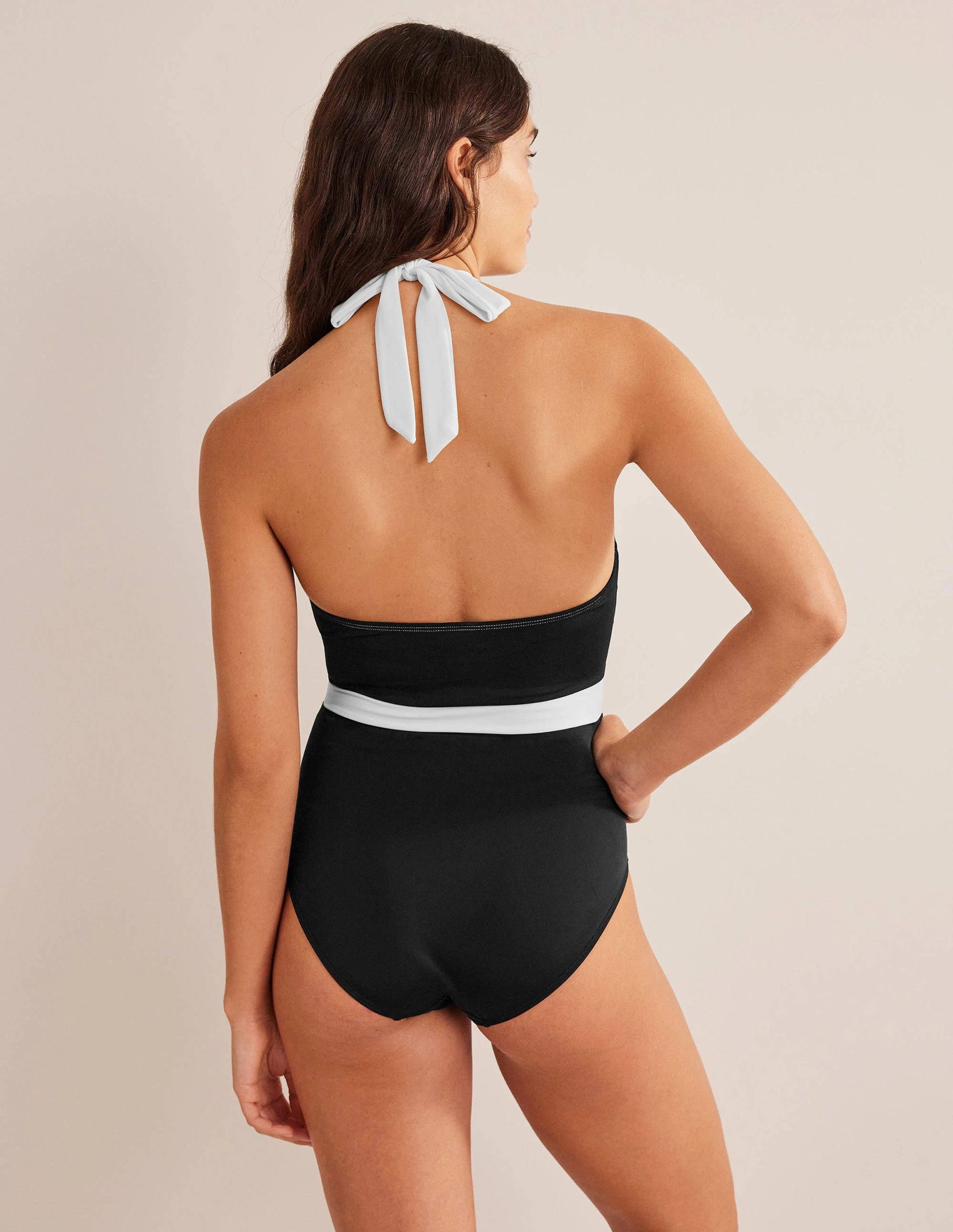 Seaside Style Kefalonia Halterneck Swimsuit-Black Colourblock