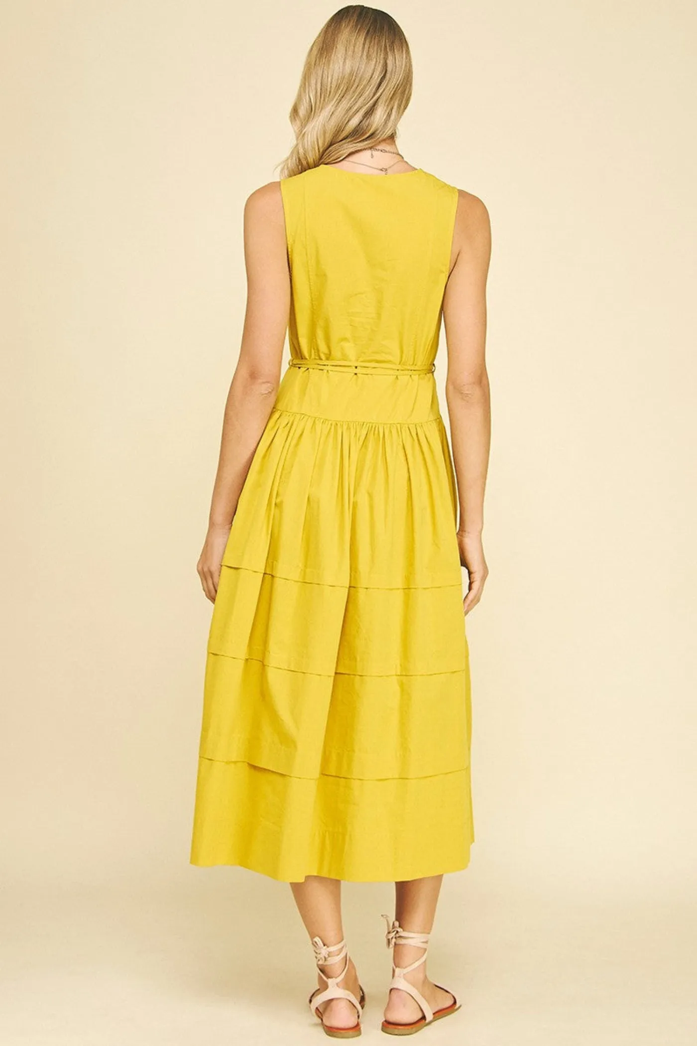 Airy Feel Pure Fabric KELLY V-NECK TIERED MIDI DRESS