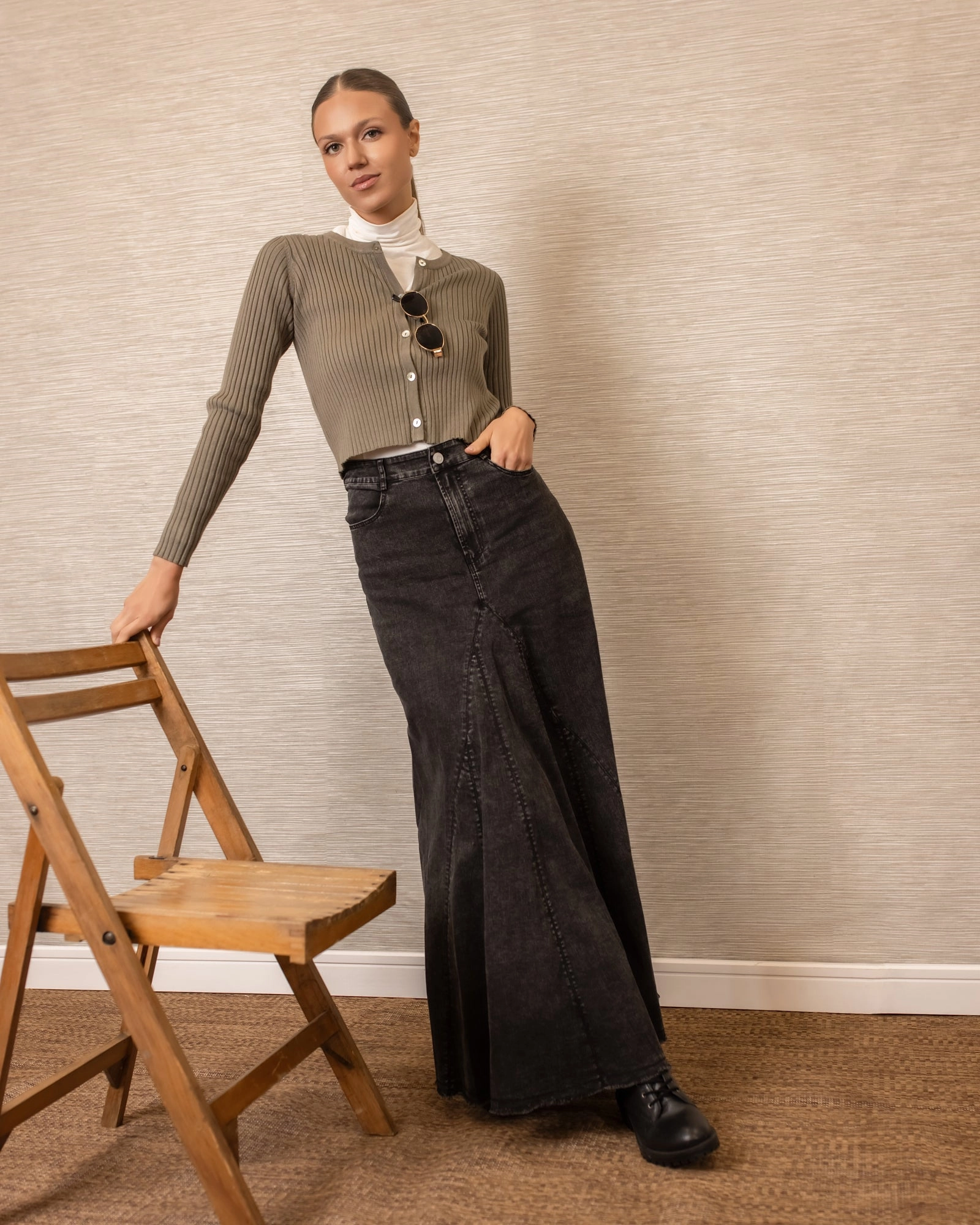 Knit Cardigan | Green Tubular Body Construction EasyClean