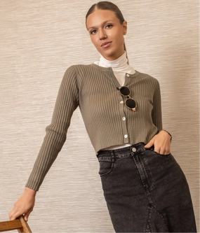 AntiSnag Fabric Knit Cardigan | Green