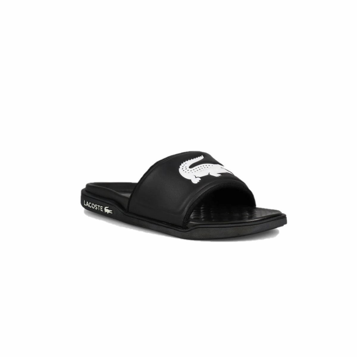 LACOSTE 7-43CMA0020312 CROCO DUALISTE LOGO STRAP 0922 MN'S (Medium) Black/White Synthetic Slide