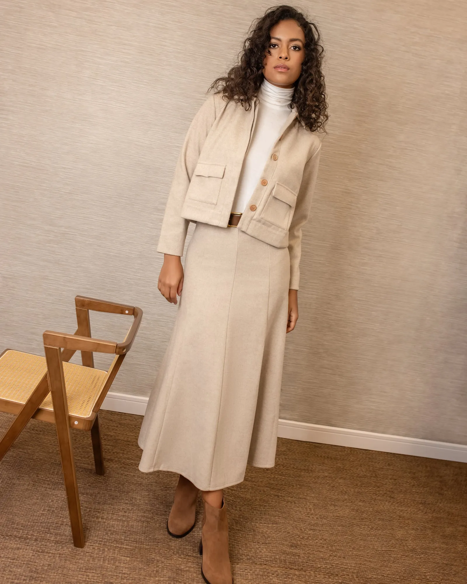 Lainey Panel Maxi | Beige Dressy look