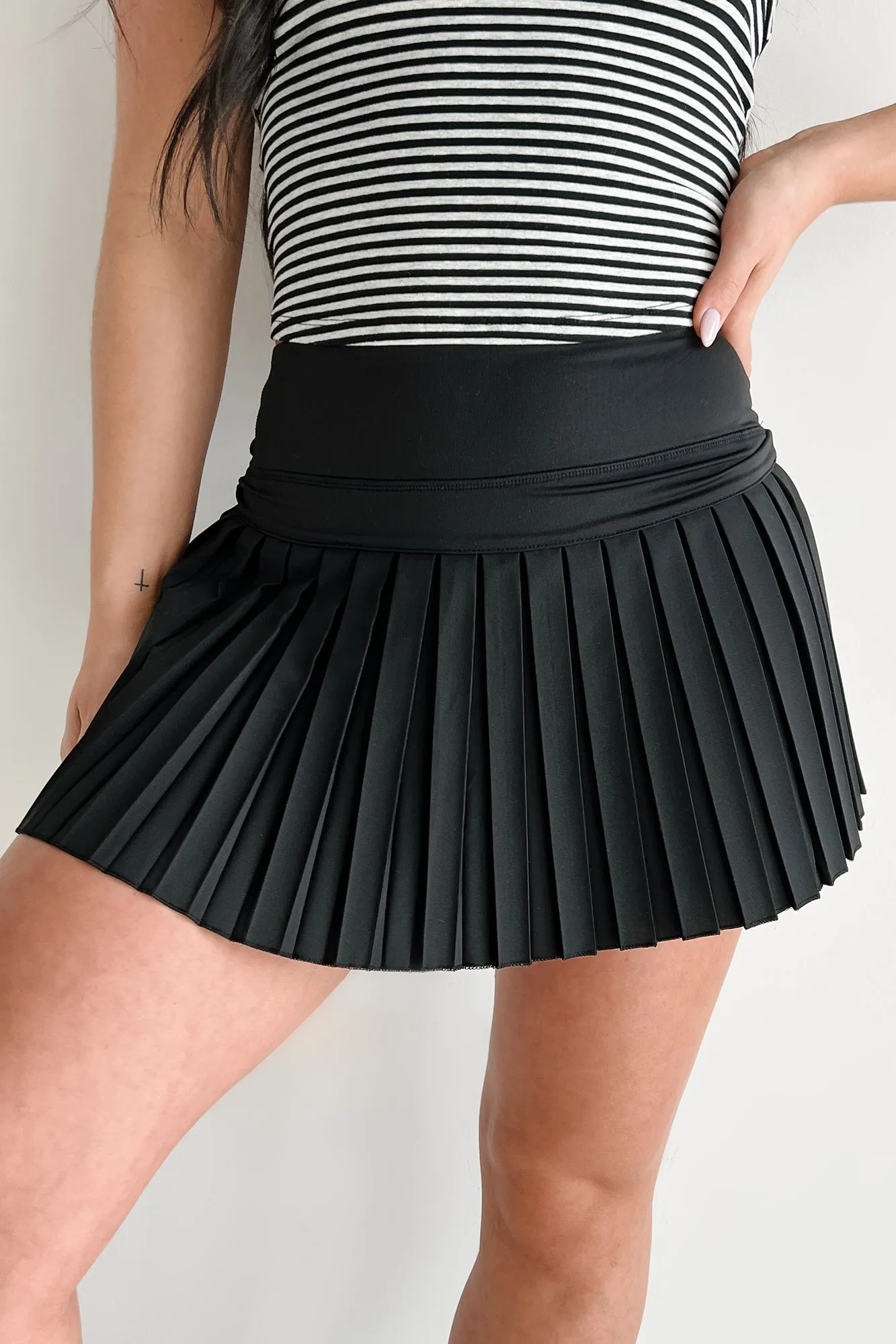 Play Like A Pro High Rise Pleated Tennis Skirt (Black) Easy Style barbecue outfit