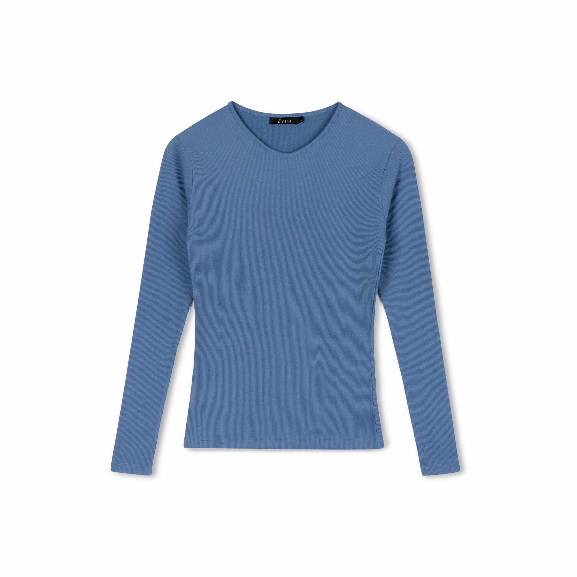 Tagless Neckline MinimalistStyle Ribbed V-Neck Tee | Periwinkle