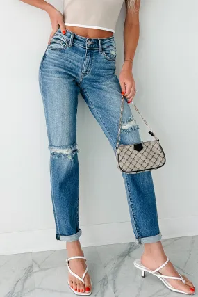 Street Fashion Breathable Laurel Mid Rise Judy Blue Distressed Boyfriend Jeans (Medium)