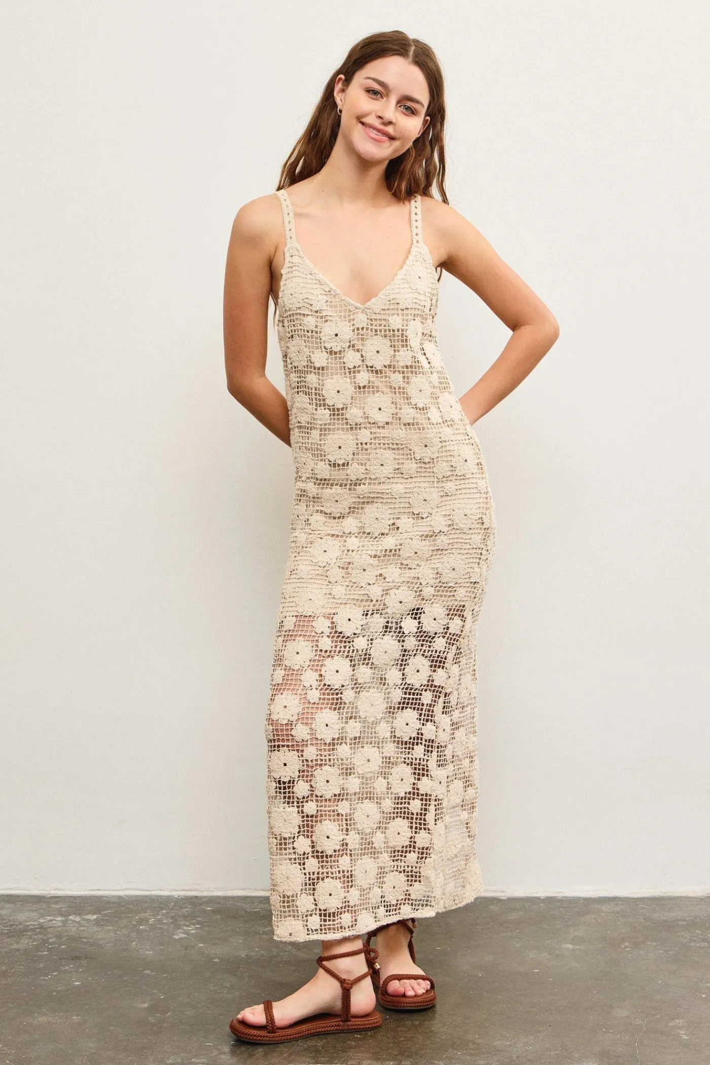 LAUREN CROCHET MAXI DRESS Shape Retention