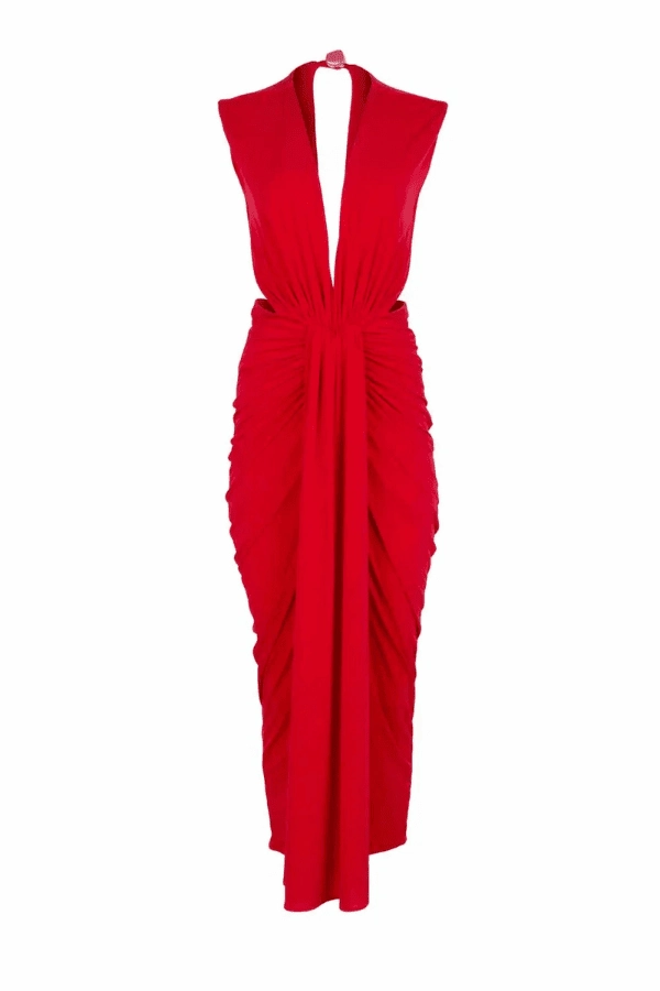 Premium Material Nia Maxi Dress Orange Red