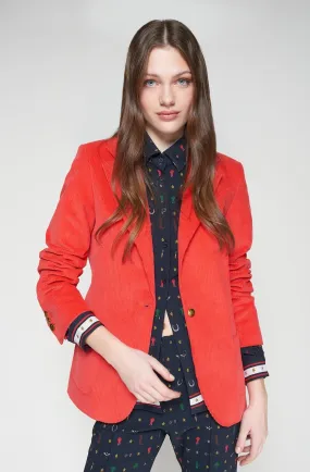 Gadea Corduroy Blazer in Pana Red Reinforced Buttonholes Cozy Cardigan