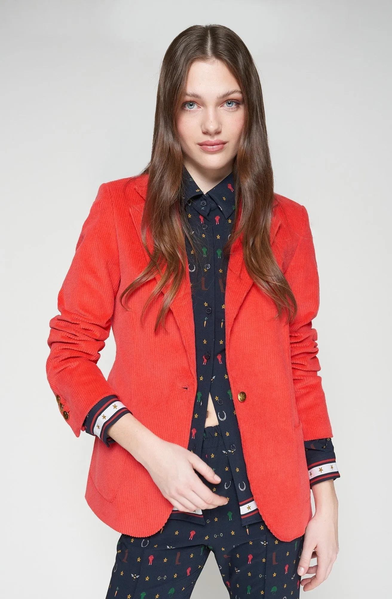 Gadea Corduroy Blazer in Pana Red Cooling Technology Reflective Trim