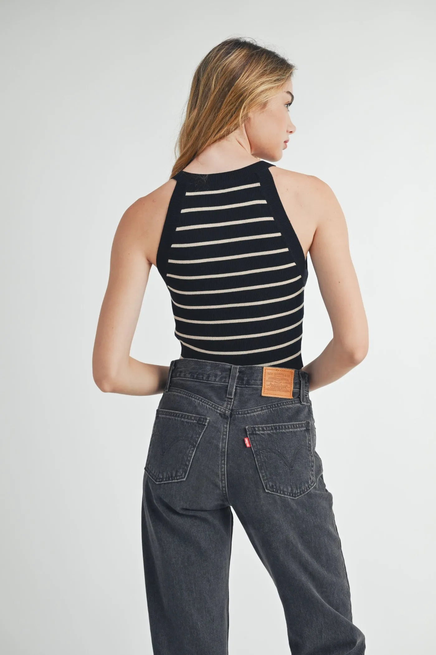 ConvertibleCollar Ultraviolet Protection Fabric IRIS STRIPED CROPPED TOP