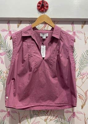 Quick-Dry Fabric Torsion Support Structure Florence Sleeveless Collar Top in Passion