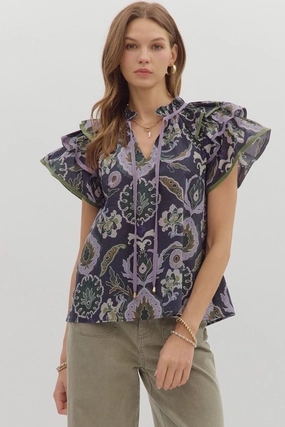 NeutralPalette Sleeveless Tee Go For It Top in Navy