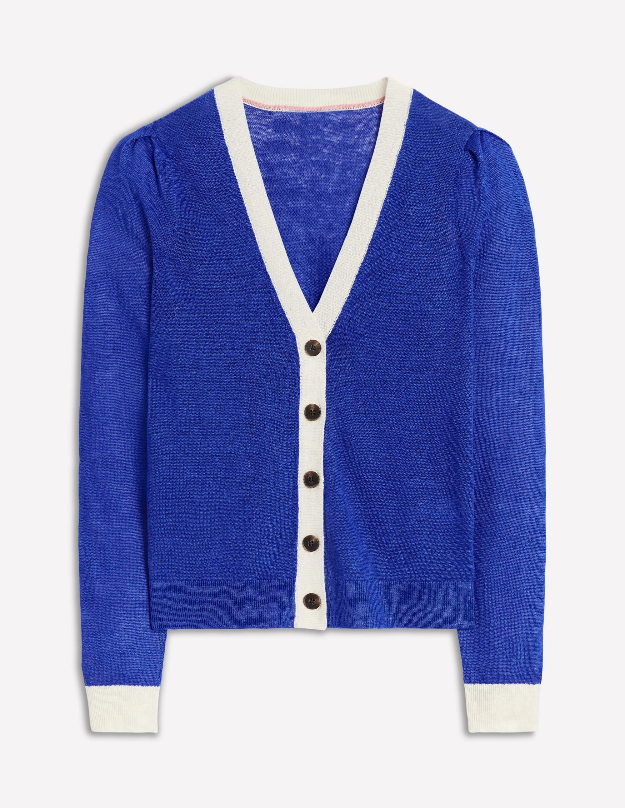 Odor Resistant Blend Liv V-Neck Linen Cardigan-Bright Blue
