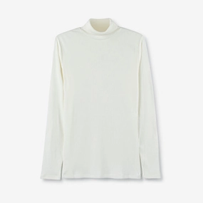 Layering Turtleneck | White Asymmetrical hem DoubleLayeredFabric