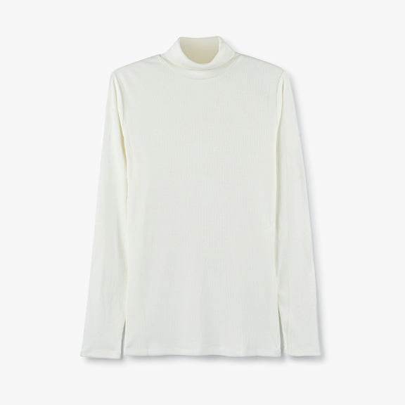 Layering Turtleneck | White Asymmetrical hem DoubleLayeredFabric