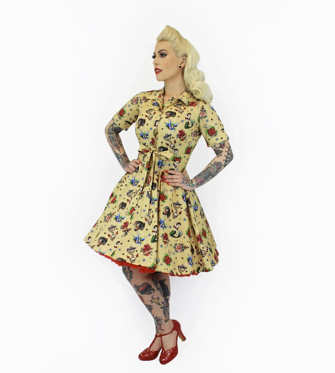 Subtle Stitch Soft Shape Tattoo Art Vintage Inspired Dress #TACD