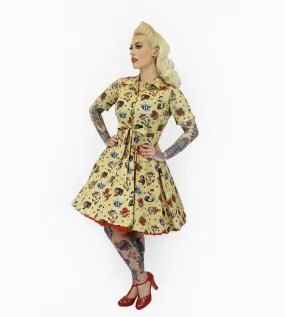 Subtle Stitch Soft Shape Tattoo Art Vintage Inspired Dress #TACD