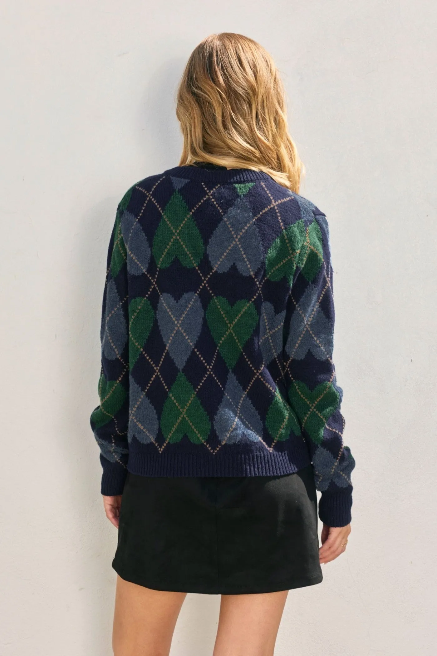 LENA HEART ARGYLE CARDIGAN Antimicrobial Treatment