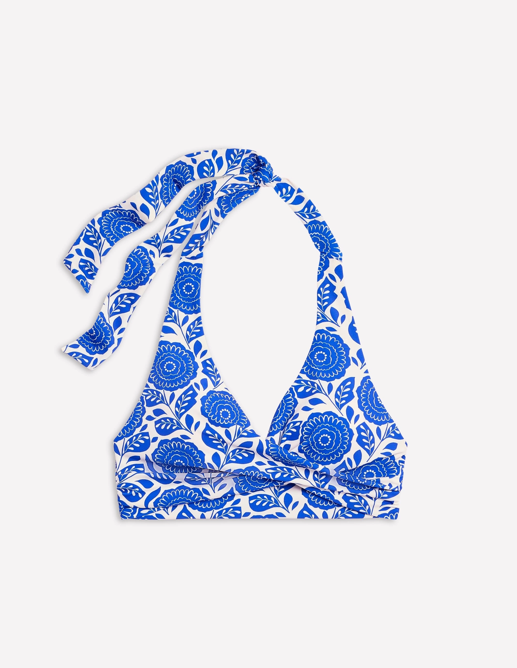 Stay-Put Levanzo Halter Bikini Top-Blue Dahlia Stamp