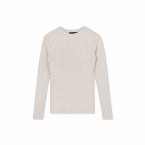 Ribbed Crewneck Tee | Light Grey HeatPressedLogos GarmentWashedFinish