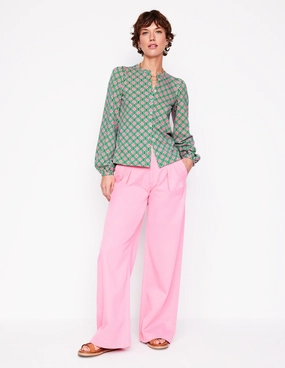 Marina Jersey Shirt-Rich Emerald, Geo Trellis Easy Care Fabric OdorResistant Fabric