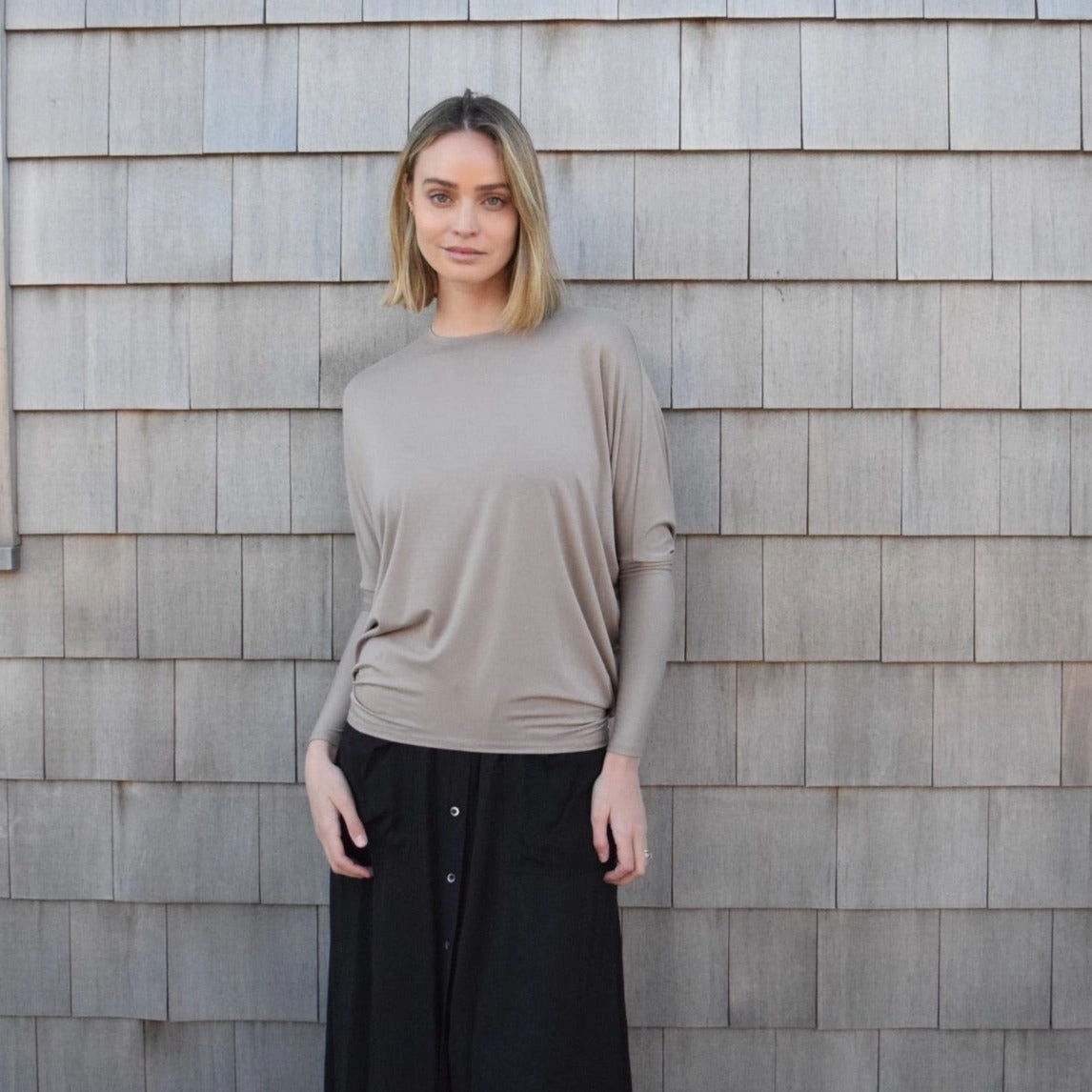 BreathableMoistureBarrier Built In Filter Layer Dolman Tee | Taupe