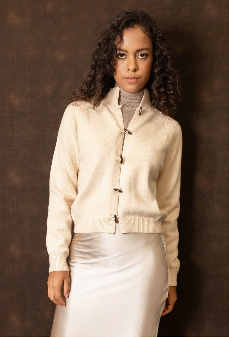 DoubleLayeredFabric Toggle Sweater | Cream