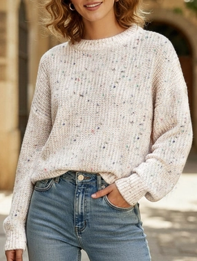 Colorful polka dot long-sleeved knitted sweater UltraSoft Lining