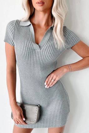 Urban Minimalism Urban Energy When We Were Us Polo Mini Dress (Heather Grey)