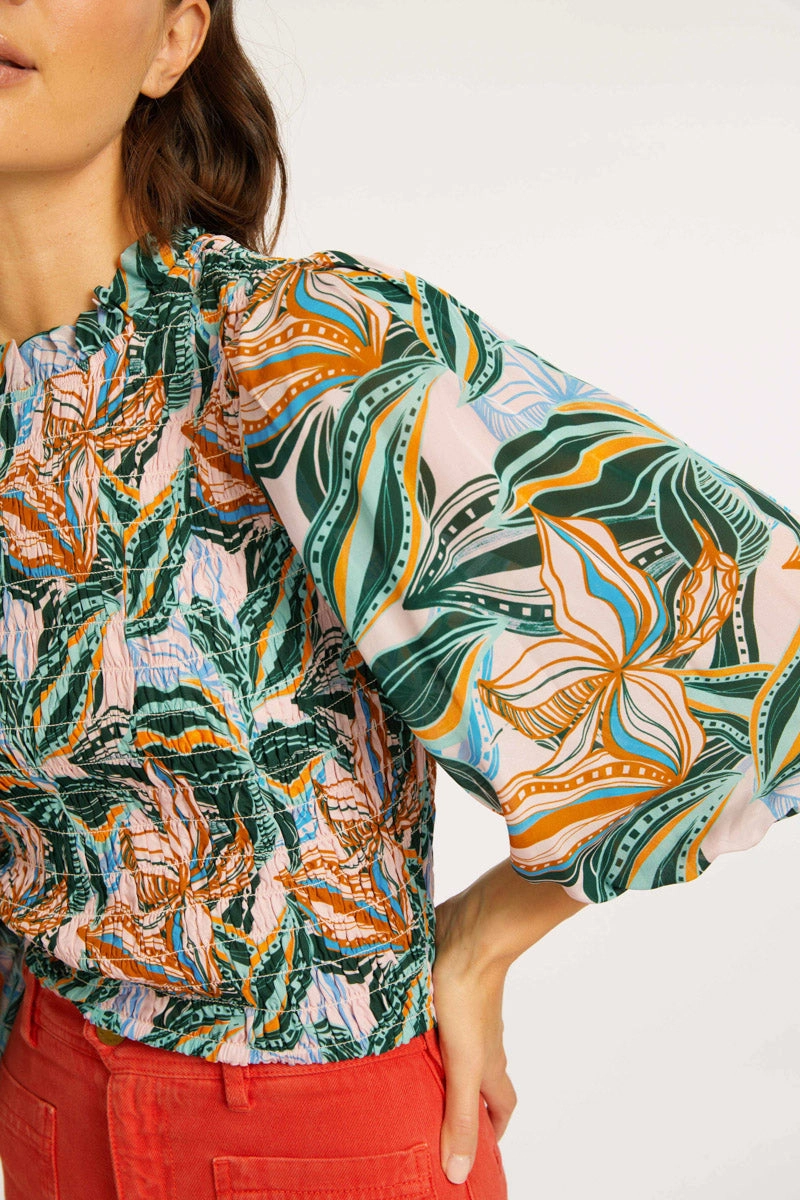 MultiPanelBreathability AntiStaticFinish Genie Top in Sea Leaves