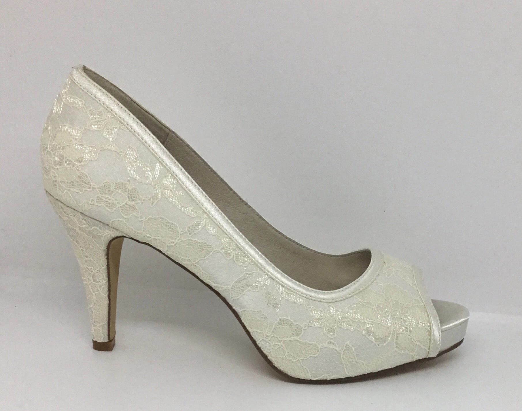 Lily Rose Marlee Ivory Satin and Lace Heel
