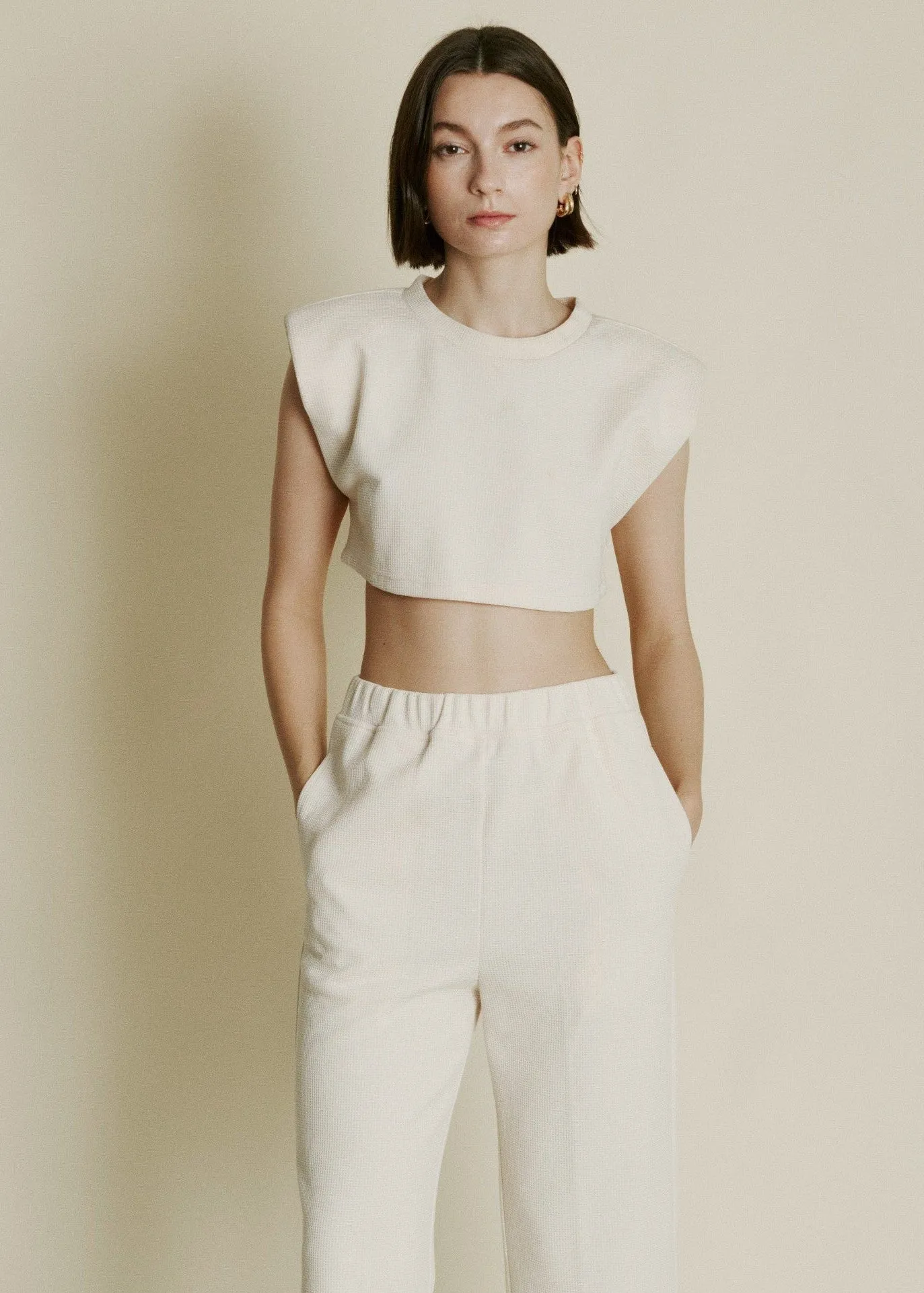 LINNEA WAFFLE KNIT CROPPED TOP Winter Layer