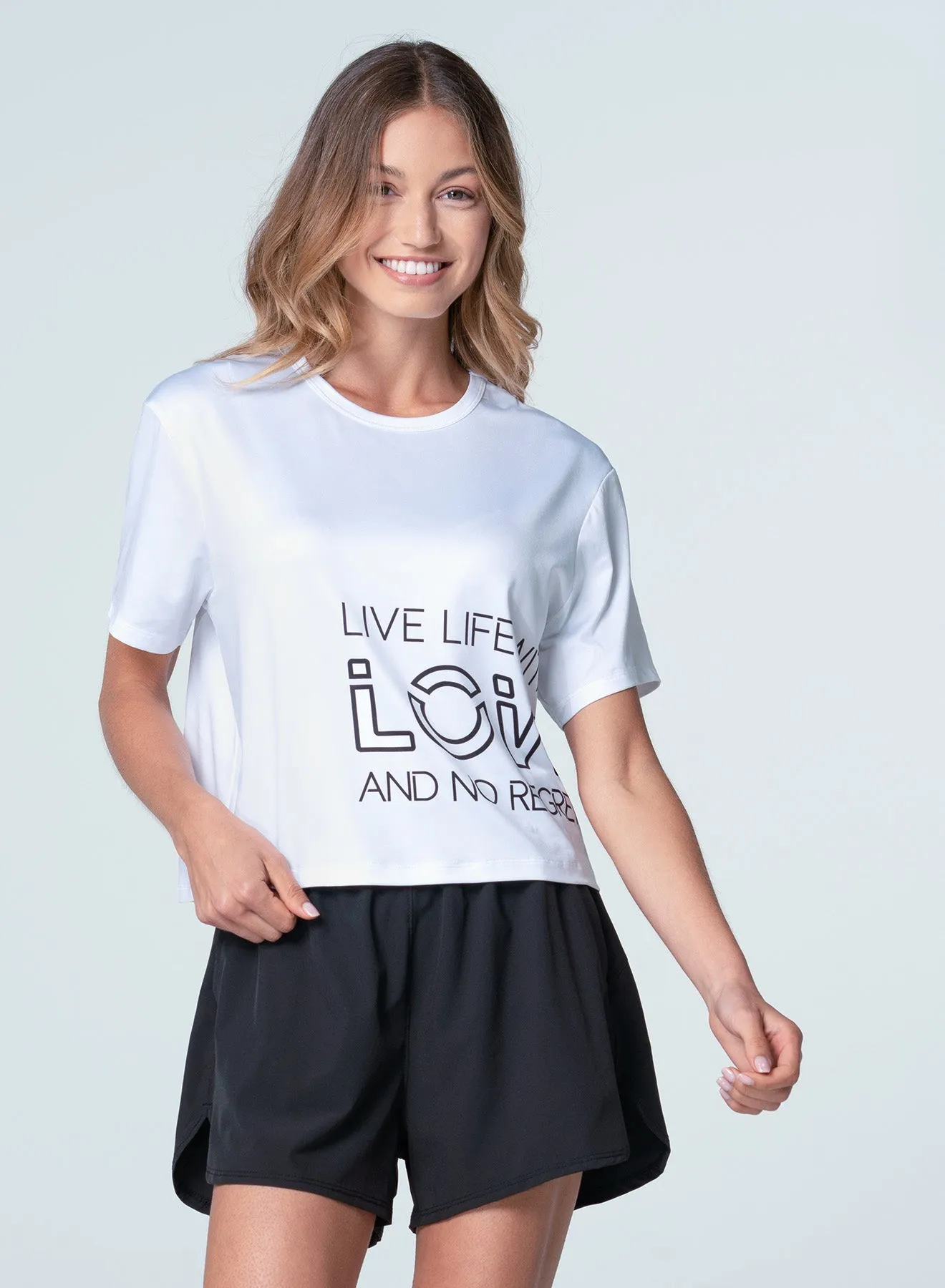 Live Life With Love Short Sleeve Reflective Trims Moisture Management Fabric