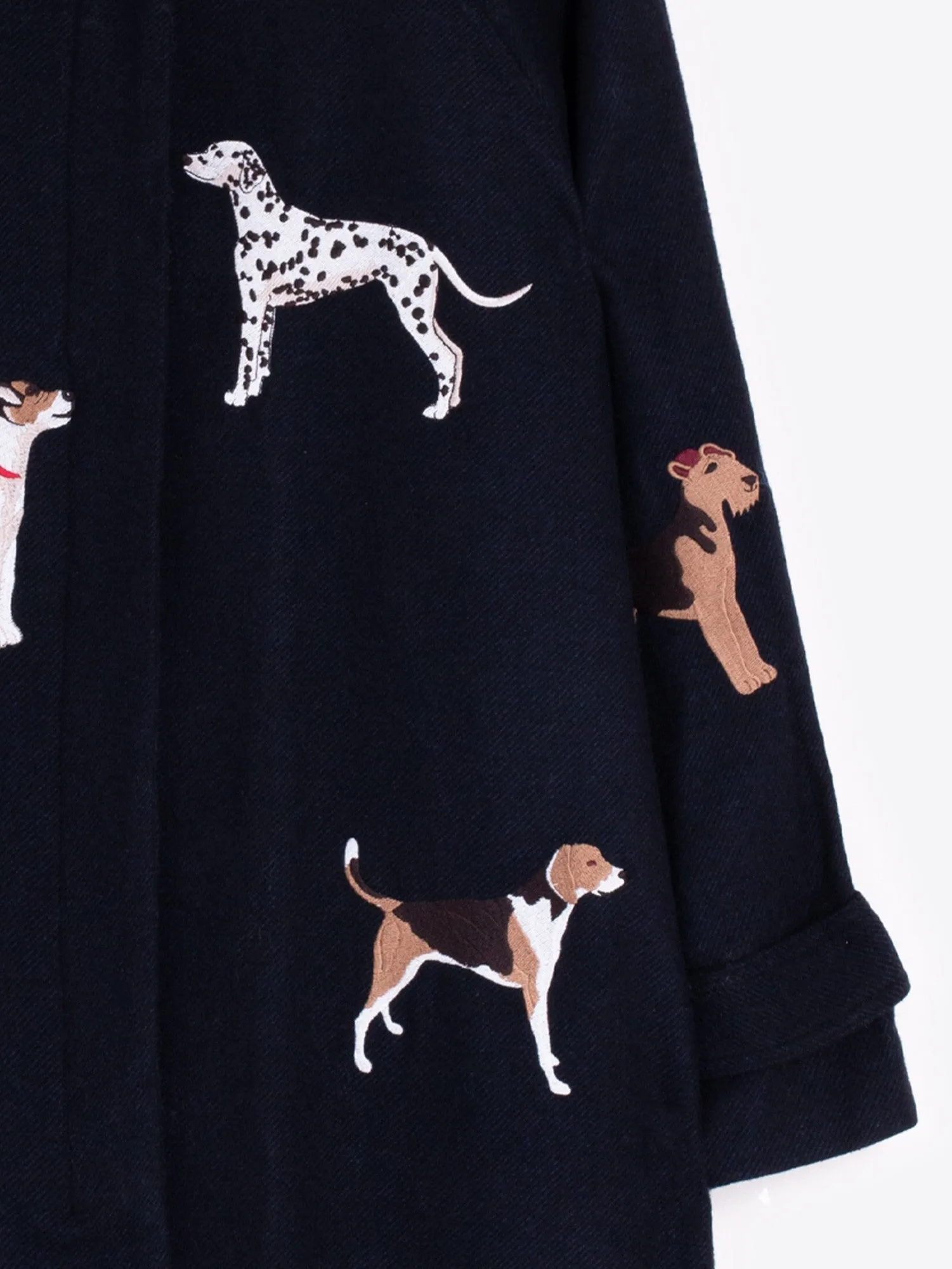 Berenice Embroidered Coat in Navy Blue Fringes MultiFunctionalPockets AllSeason Wearability