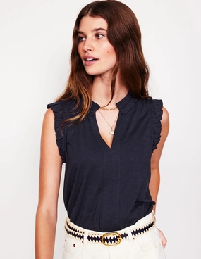 Sporty Cardigan Lola Sleeveless Top-Navy