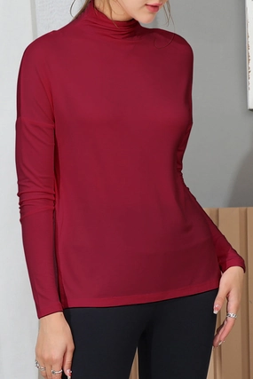 Casual Pullover Comfortable clothing LONG SLEEVE TURTLE NECK TUNIC CASUAL TOP