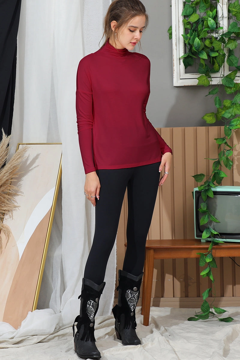 LONG SLEEVE TURTLE NECK TUNIC CASUAL TOP VersatileLayering