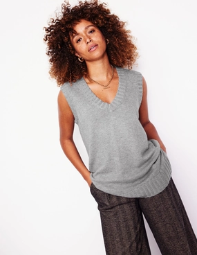 Longline V-Neck Tank-Mink Melange Chill Style
